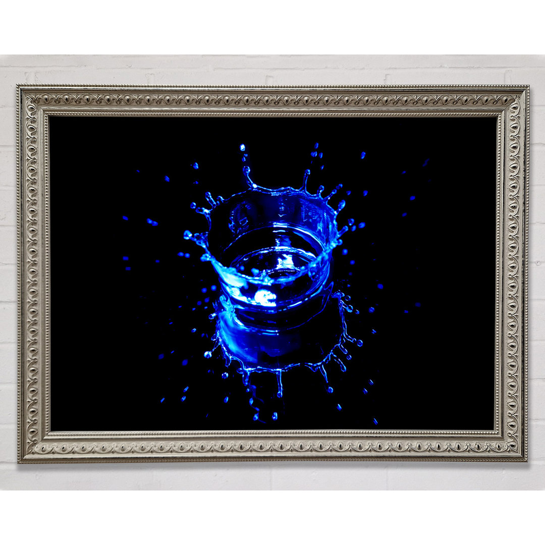 Electric Blue Water Drop Gerahmter Druck