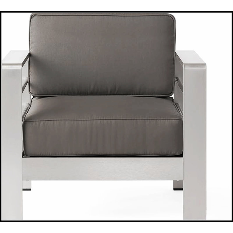 Fauteuil club CAPE CORAL avec structure en aluminium résistant aux intempéries et coussin en mousse haute densité pour un confort extérieur optimal