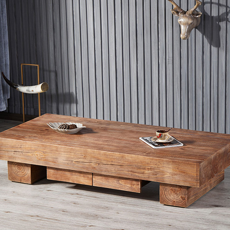 Log style simple coffee table, 15.74" H x 78.74" L x 29.52" W
