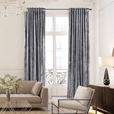 Blackout Thermal with Liner Extra Long & Extra Wide Shiny Velvet Decorative Curtain Panel