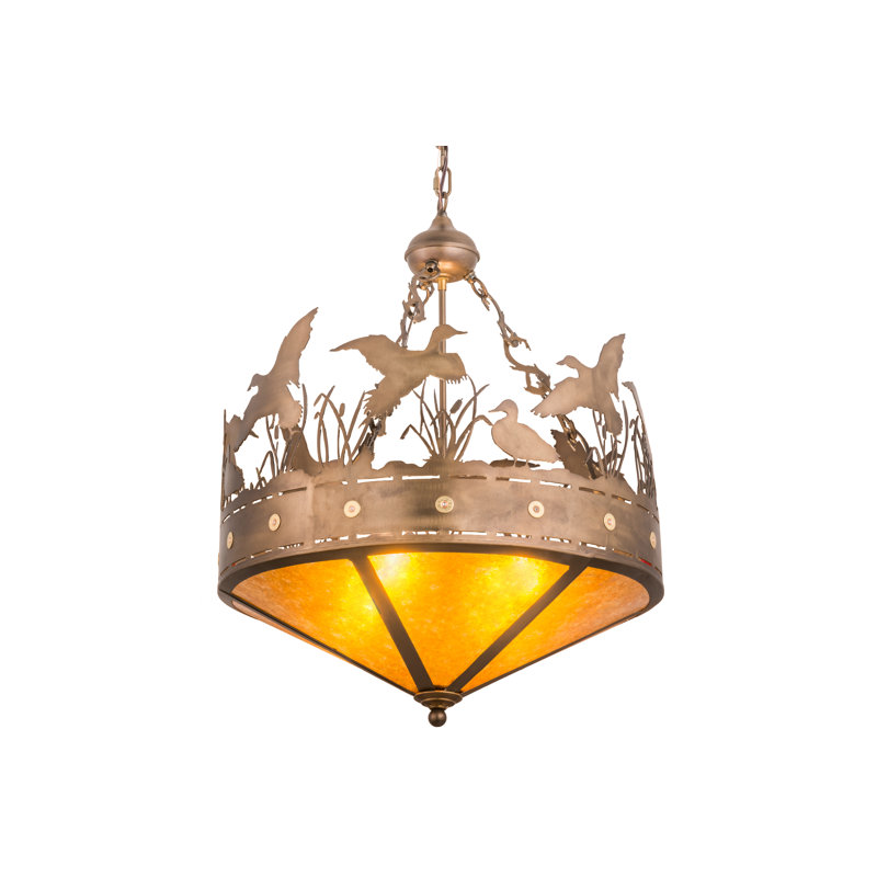 Rustic Lodge Pendant, 33" H x 24" W x 24" D, Silver