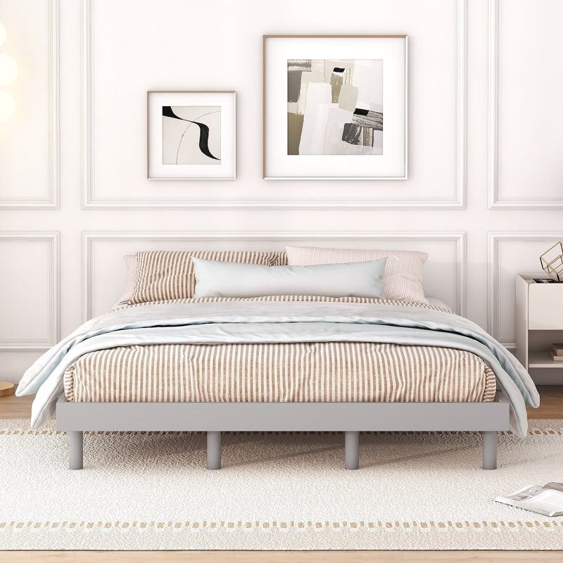 Base de lit plateforme moderne flottante, Brun, Grand lit