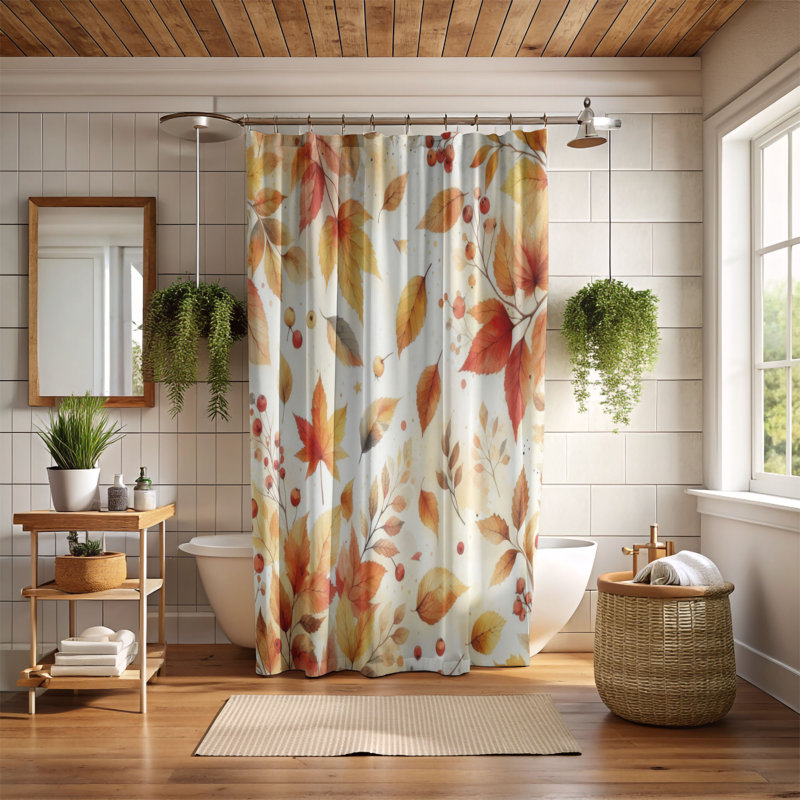 Rideau de douche standard 1 pièce Damila Leaf Fall, H 74 po x l 40 po