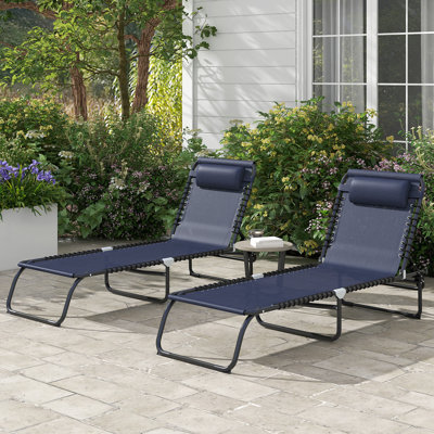 Ensemble de 2 chaises longues pliantes Outsunny