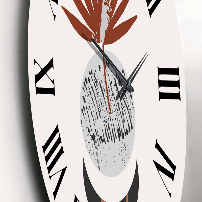 Lune et soleil dans des tons rétro terre cuite II - horloge murale moderne, Moyenne