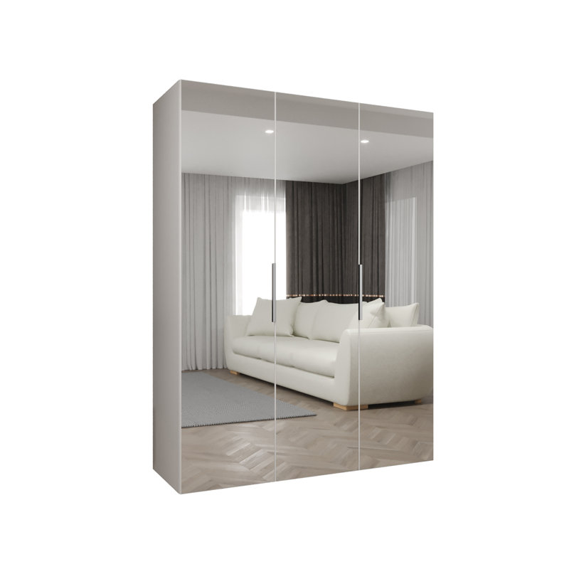 Manufactured Wood Wardrobe, white matt + handles: cashmere