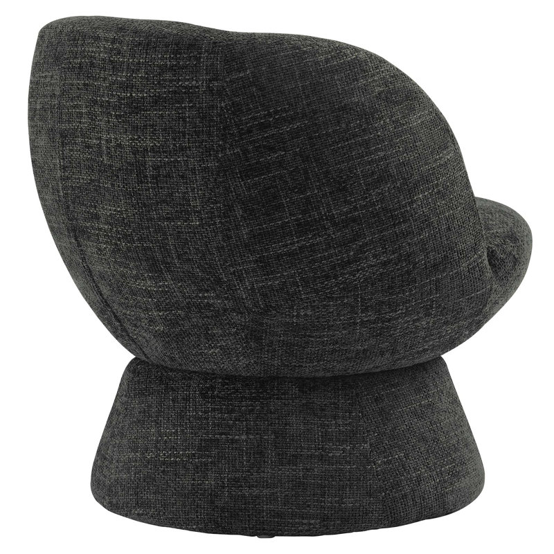 Carbon Black Chenille Fabric Swivel Barrel Chair