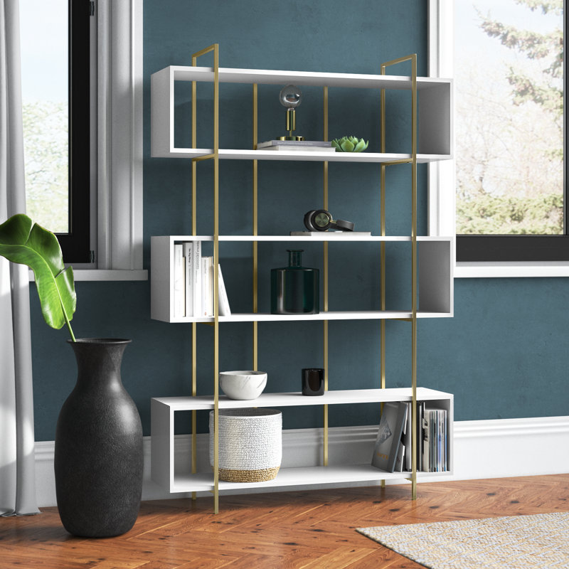 Trumbull Geometric Bookcase, White