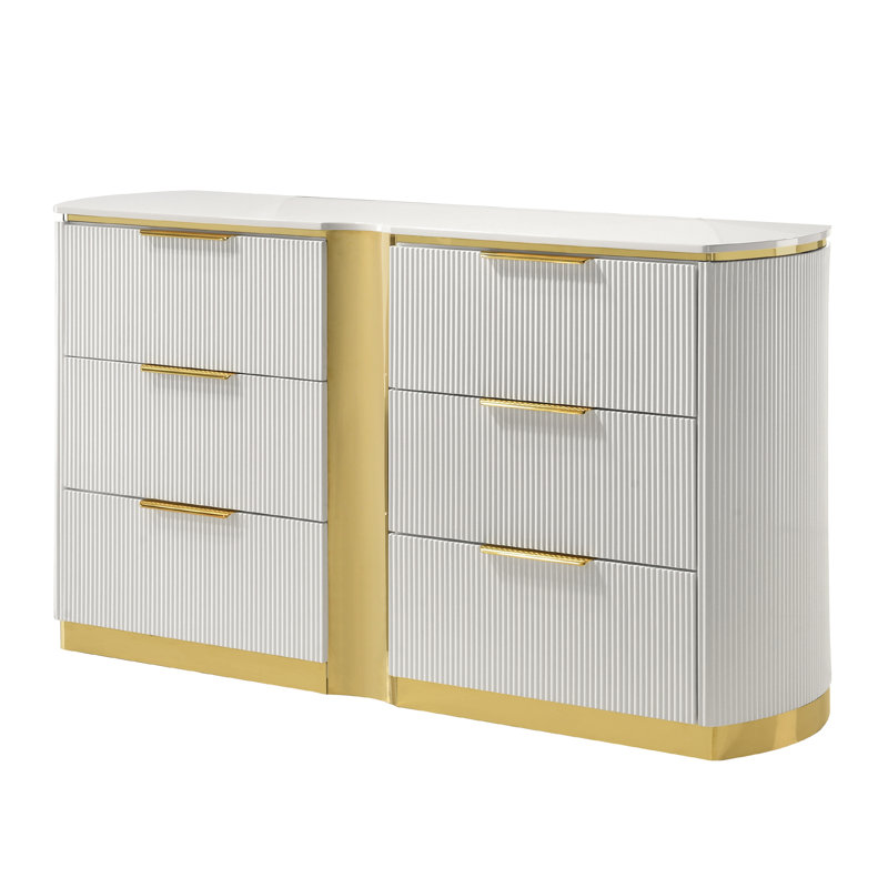 Commode Kingsley fini or et blanc
