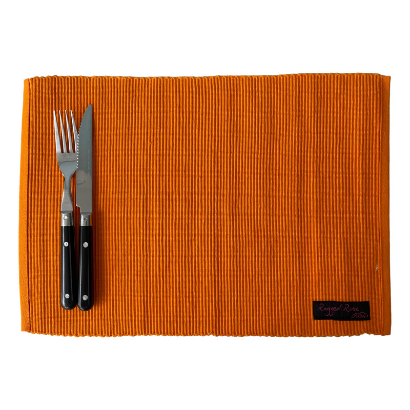 Ribby Cotton Placemat, Orange
