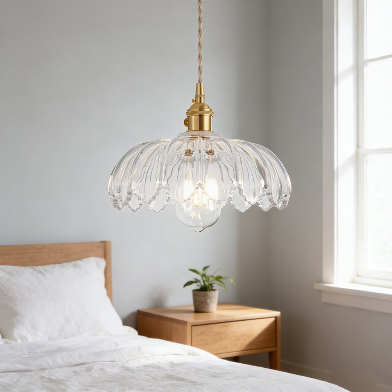 1-Light Clear Glass Adjustable Pendant Light