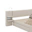 Grand lit plateforme tapissier avec lumières, lit gigogne et tablettes-2130084393