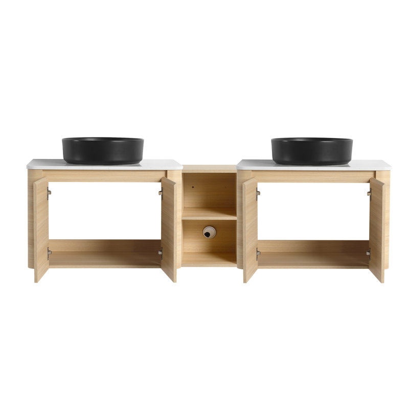 Wall-Mounted Bathroom Vanity With Ceramic Art Sink
