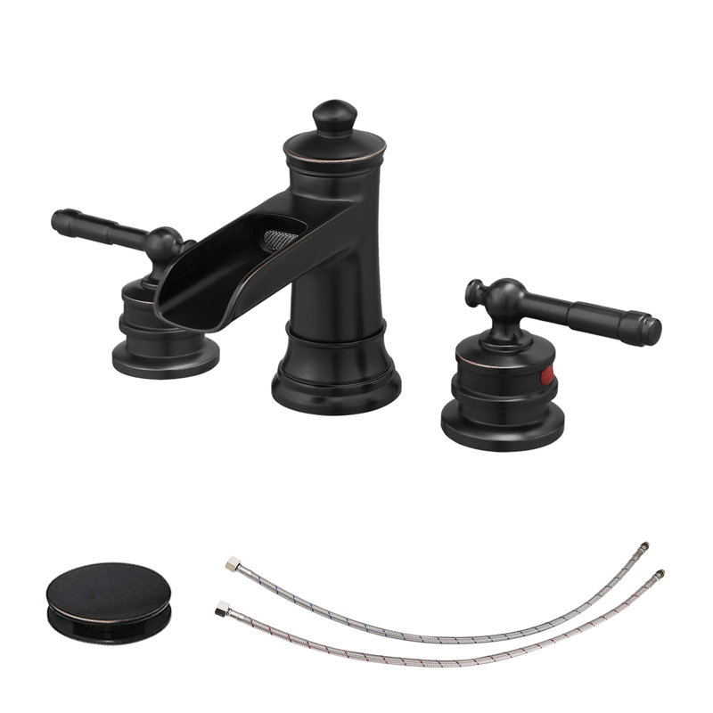 Topcraft  2 Handle Widespread Bathroom Sink Faucet, Waterfall Bathroom Faucet, Oil Rubbed Bronze