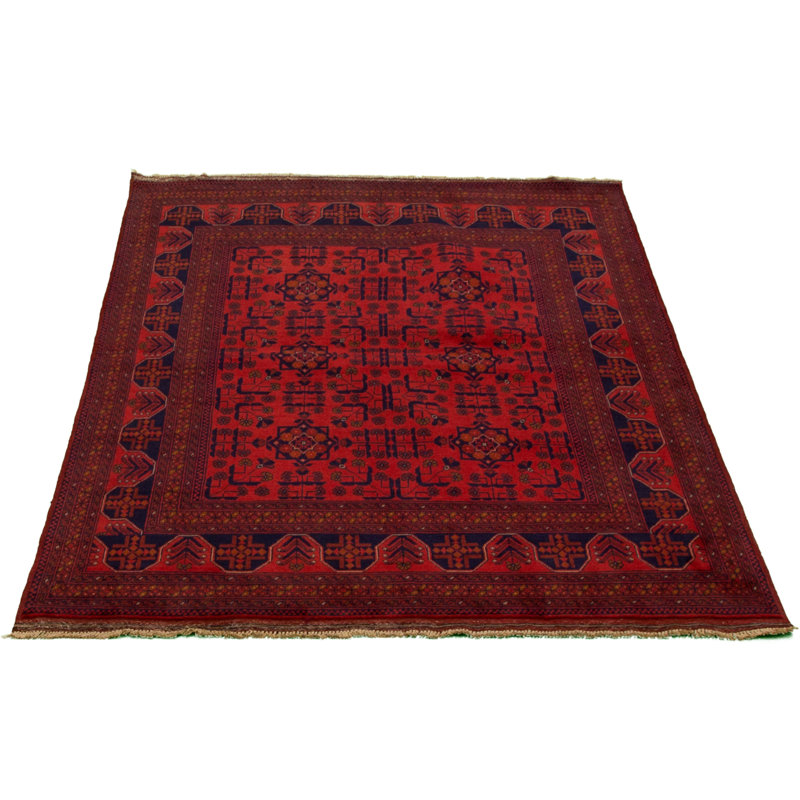 Tapis de zone en laine rouge 4 pi 10 po x 6 pi 4 po one-of-kind à la main-noué la 2010 esari turque Allaina