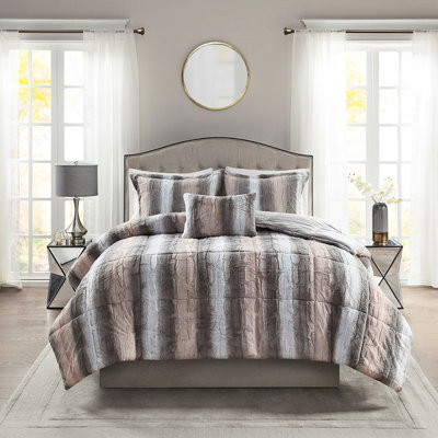 Édredon très grand en fausse fourrure, intérieur pour un sommeil apaisant et relaxant, coussin décoratif 2 taies décoratives 1, collection 4 pièces lavable à la machine, rembourrage, édredon, taies décoratives, élégant