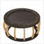 Table basse ronde vintage en bois massif de rotin, pieds boho courbés pour la salle à manger et le salon, brun-129149183