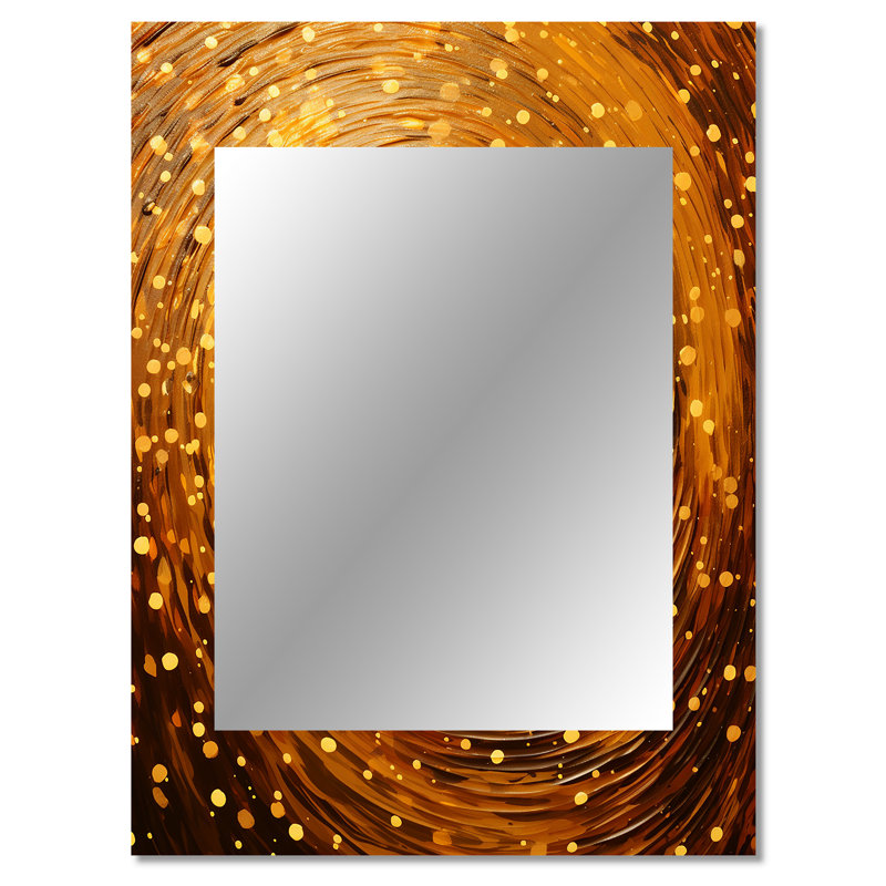 Midnight Marigold Siral I - miroir mural abstrait, miroir décoratif doré, impression sur métal, 40 po x 30 po