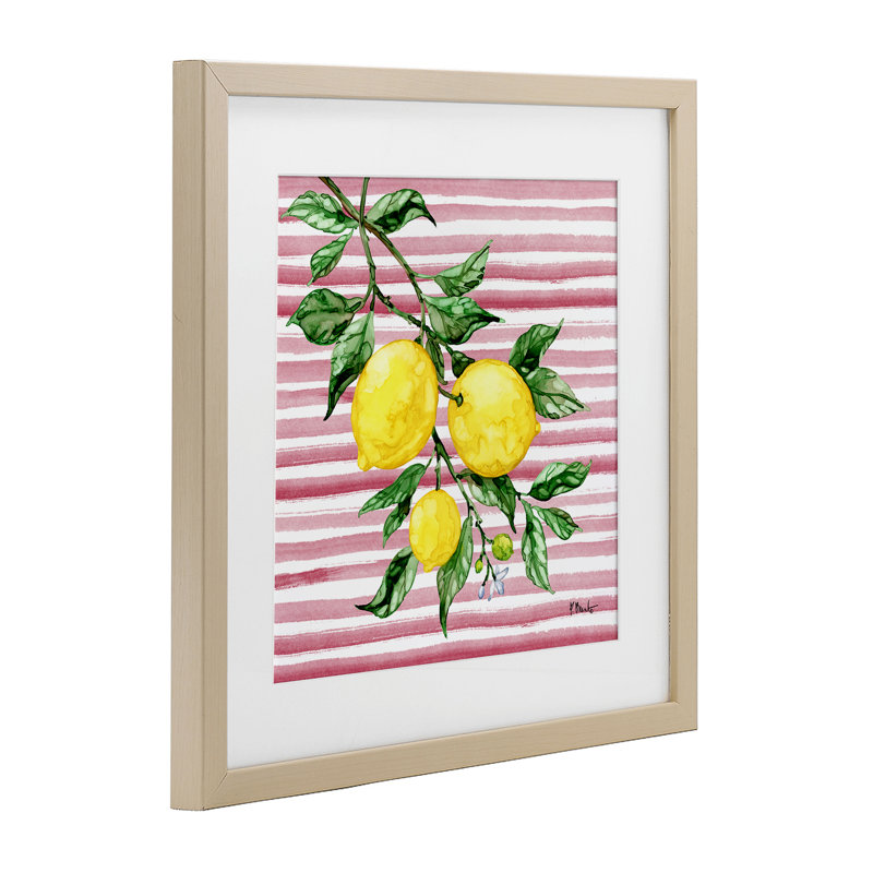 Reproduction sous verre de Juice Lemon Vine, conception de Paul Brent, H 16 po x l 16 po, Cadre de récolte en pin