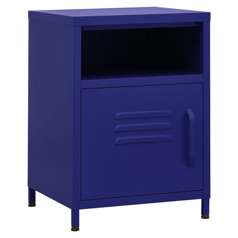 Bren 35cm W Steel Bedside Table, Blue, Individual