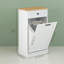 Bathroom Storage Cabinet with Laundry Basket and Drawer, White