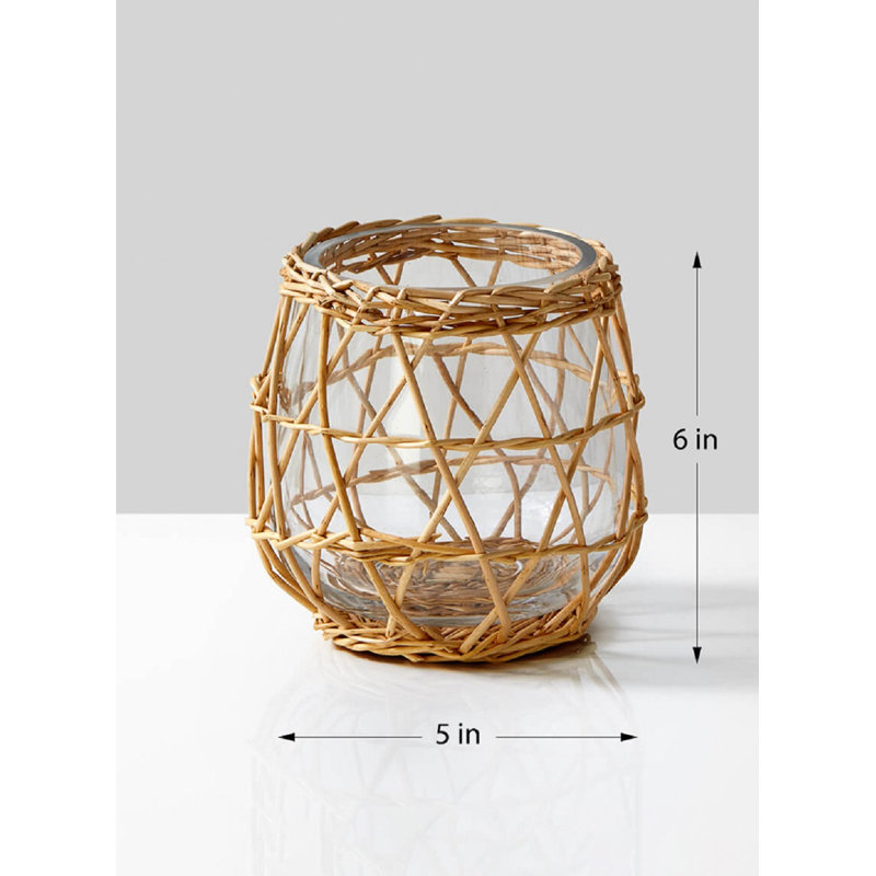 Wood Tabletop Tealight Holder, 6" H x 5" W x 5" D