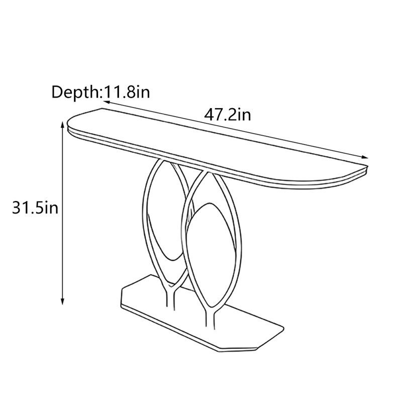 Console Italian Luxury, H 31,5 po x l 47,2 po x P 11,8 po, Gris/doré
