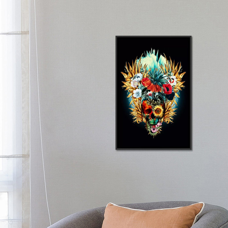 «Floral Vivid I», impression sur toile, H 26 po x l 18 po x P 1,5 po, Toile avec cadre noir, Pas de tapis