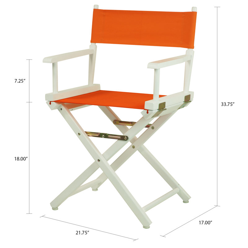 Chaise de réalisateur pliante 18 po, Mandarine, Blanc