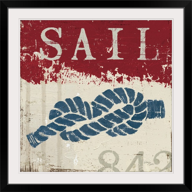 « iii », impression Nautical, Cadre noir, H 38 po x l 38 po x P 1 po
