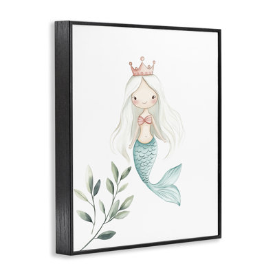 Princess Mermaid & Greenery Framed Giclee, design by Christine Simpson Art