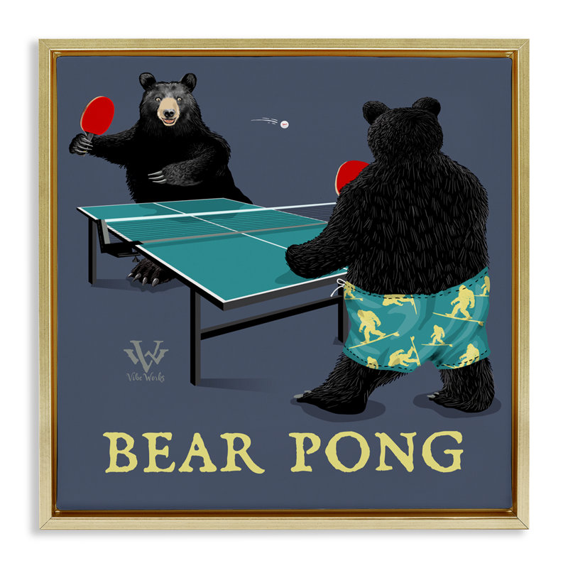 Cadre flottant Bear Pong, H 18 po x l 18 po, Cadre flottant métallique doré