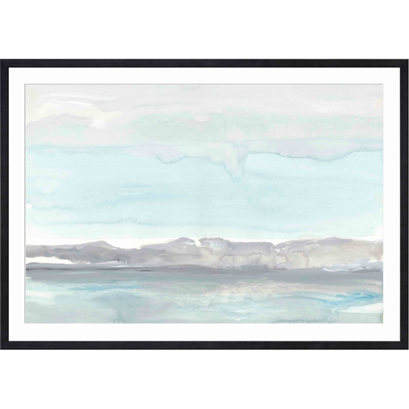 «Gray Horizon» par Rob Delamater - peinture encadrée, H 12 po x l 12 po, Noir