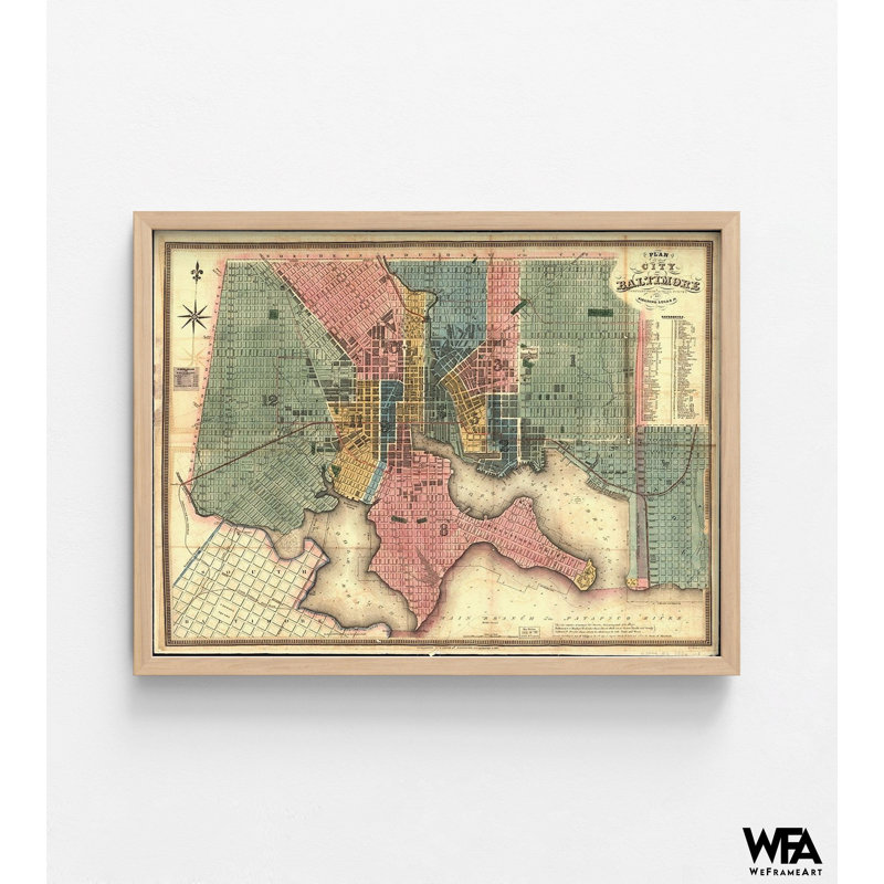 Baltimore Maryland 1836, ancienne carte de Baltimore Md, grande carte de Baltimore, carte de l'État du Maryland, affiche de carte rustique du Maryland, carte de l'État des États-Unis