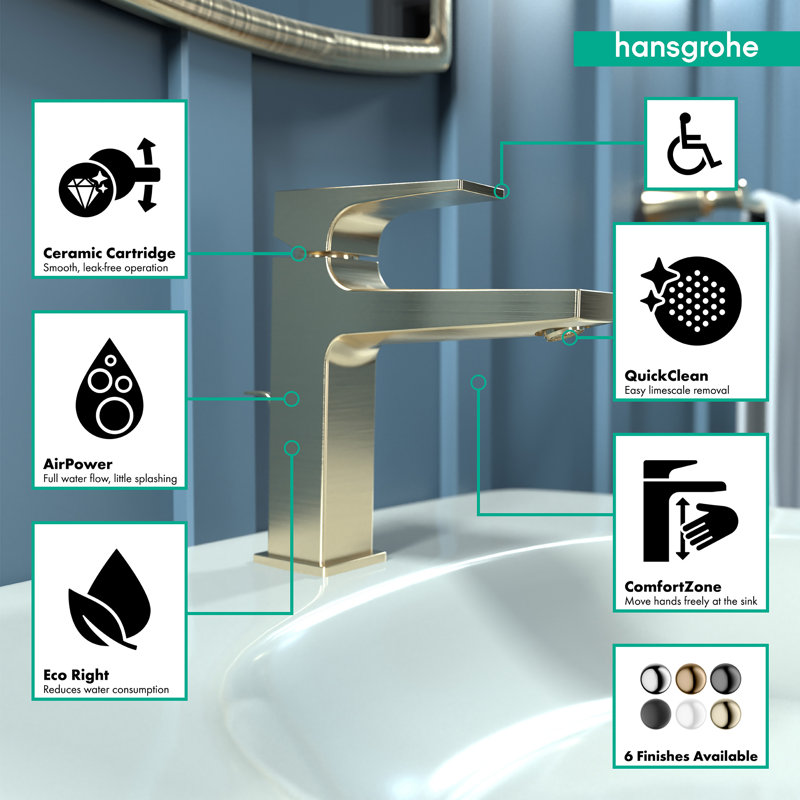 Hansgrohe Metropol Single-Hole Faucet 110 with Lever Handle and Drain Assembly, 1.2 GPM, Brushed Bronze