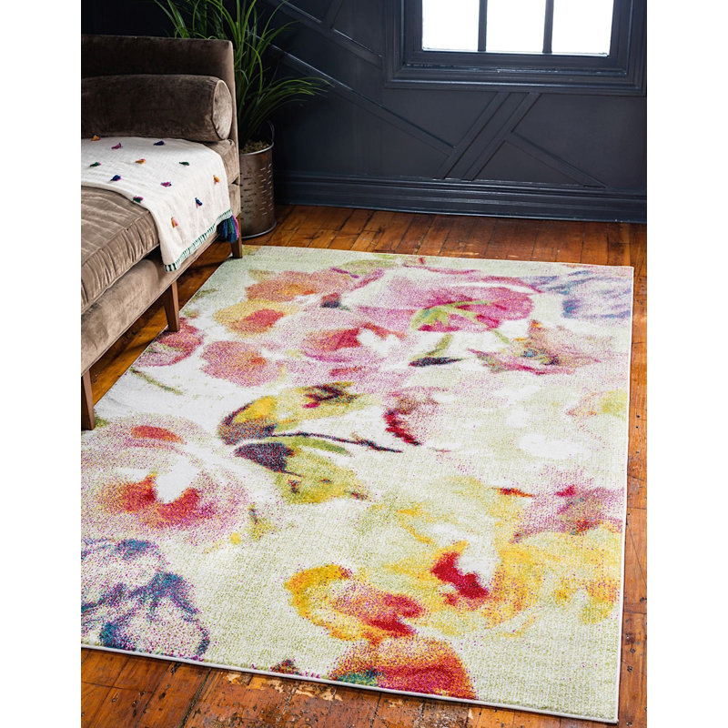 Tapis rose / jaune Forsan, Rectangle 4 pi x 6 pi
