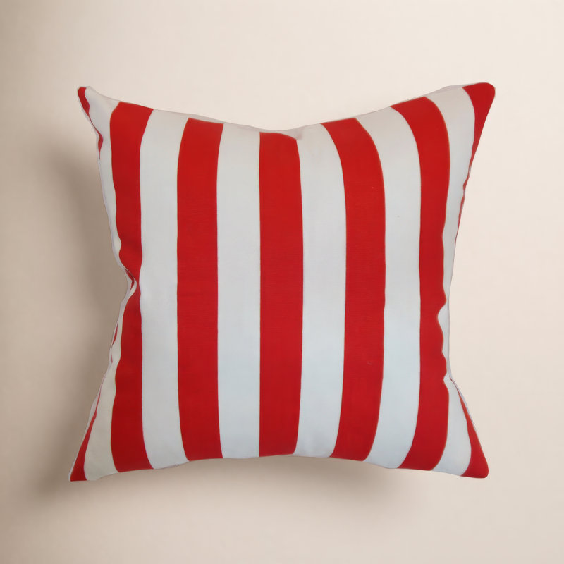 Striped Reversible Throw Pillow, 20" H x 20" W, Lipstick, Polyester/Polyfill