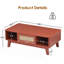 Table basse Mid-Century moderne avec tiroir en rotin-2029124717