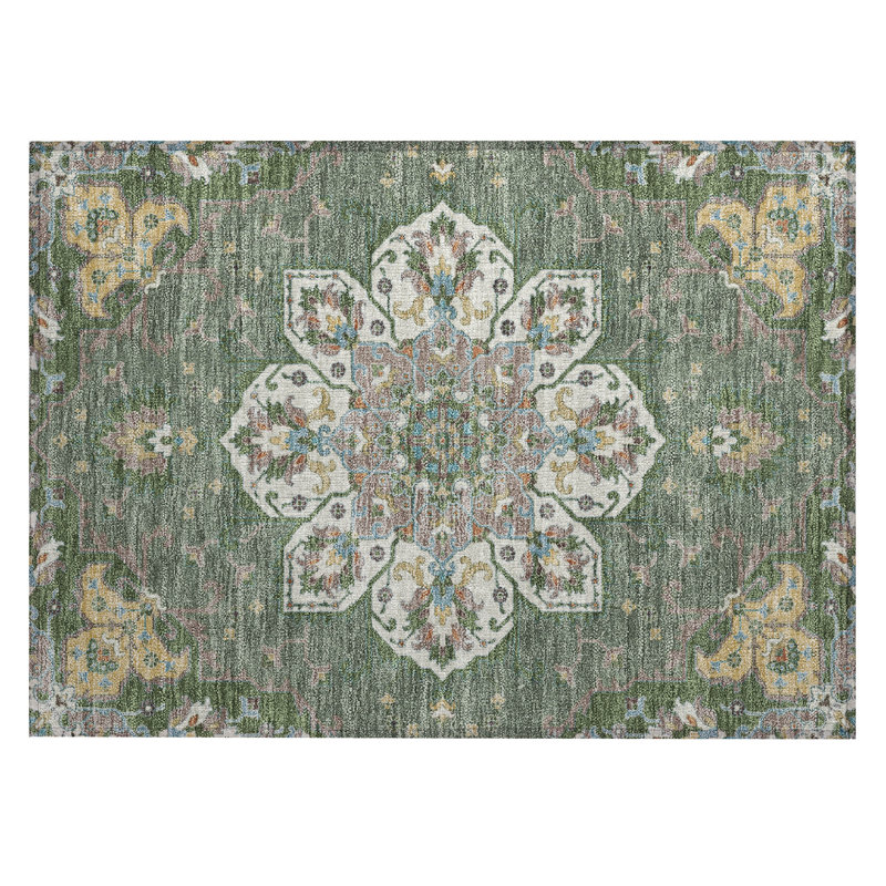 Machine Washable Indoor/Outdoor Huseby ACN2194 Global Rug, Rectangle 1'8" x 2'6"