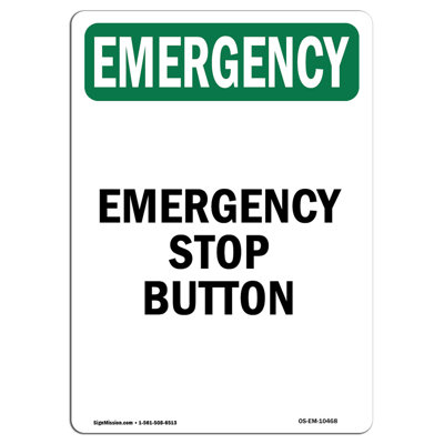 Stop Button Aluminum Sign 12 x 18
