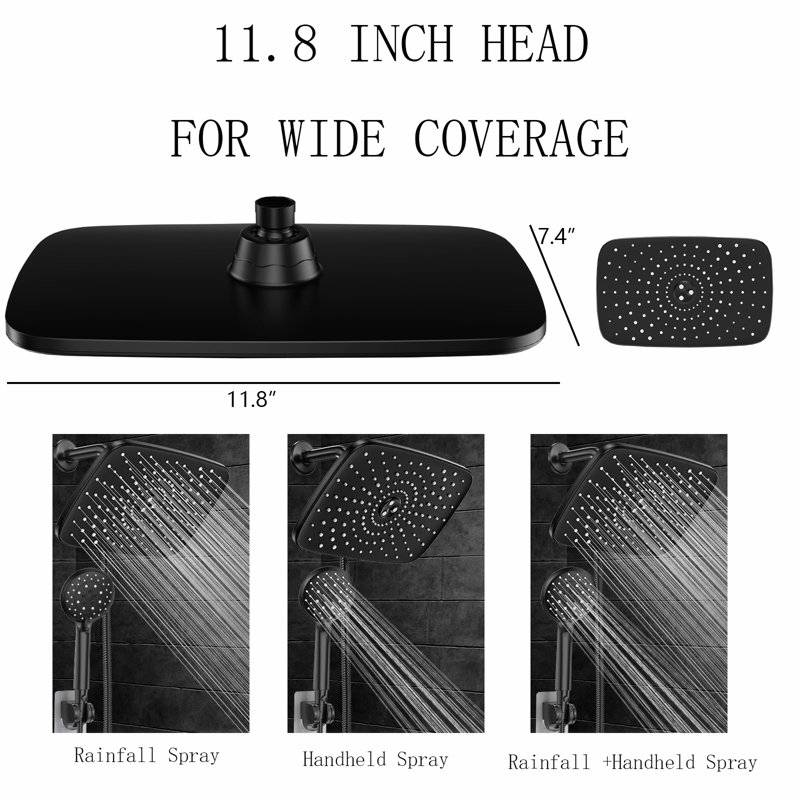 Luxurious Dual Shower Head Combination, Matte Black