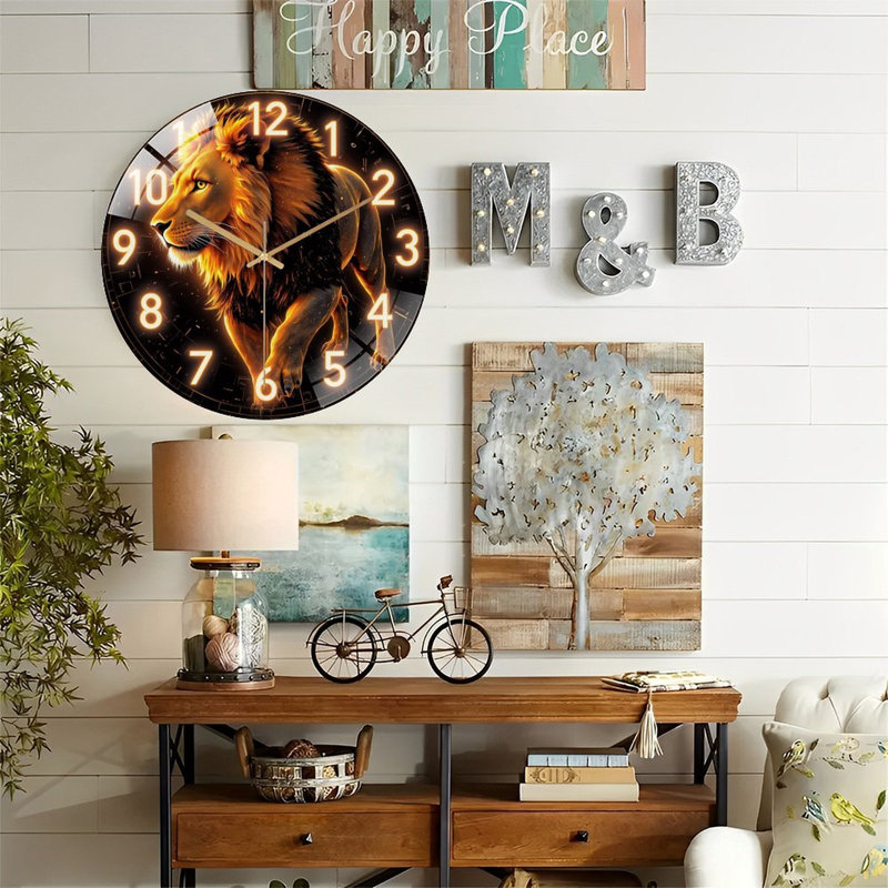 Horloge murale lion Home Design Unique Art - horloge murale moderne en verre 12 po