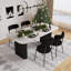 Ensemble de salle à manger rectangulaire à double piédestal avec table de salle à manger de style crème-299976010-301154029-301154031