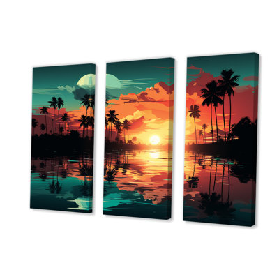 Coucher de soleil orange «Bold Landscape II - Coastal Sunset», art mural
