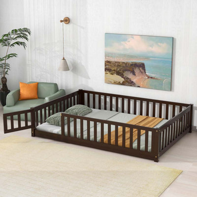Finka Kids Floor Platforms Bed With Fence and Door