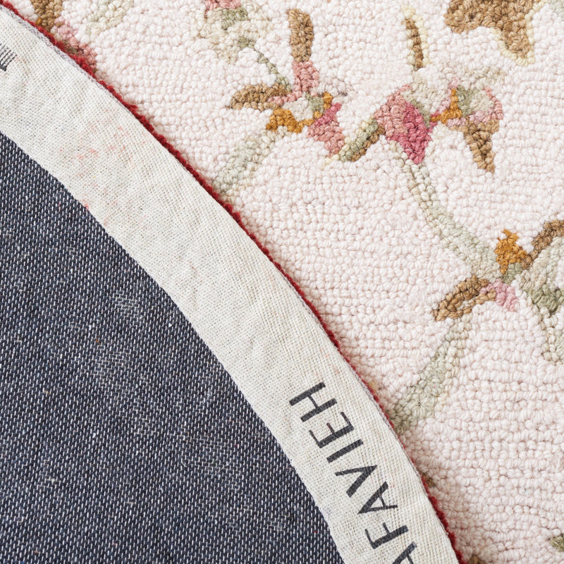 Brayton Hand Hooked Wool Pile Floral Rug, Round 8'