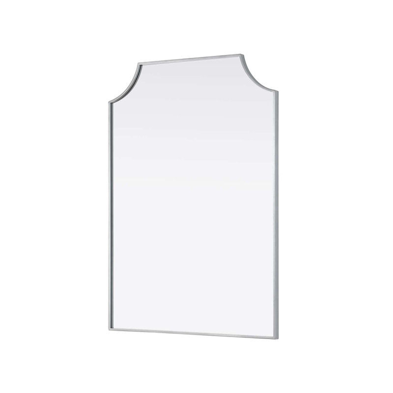 Notched Metal Mirror 30x42 inch in Silver, Silver, 42" x 30"