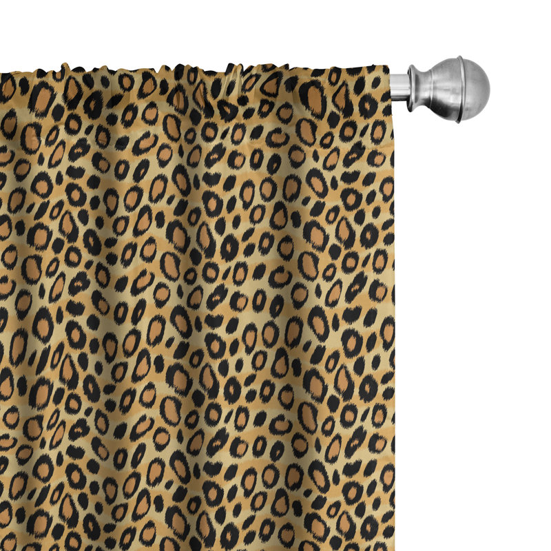 East Urban Home Leopard Print 4-Panel Curtains, Wild Feline Tile 55706, 56" W x 63" L
