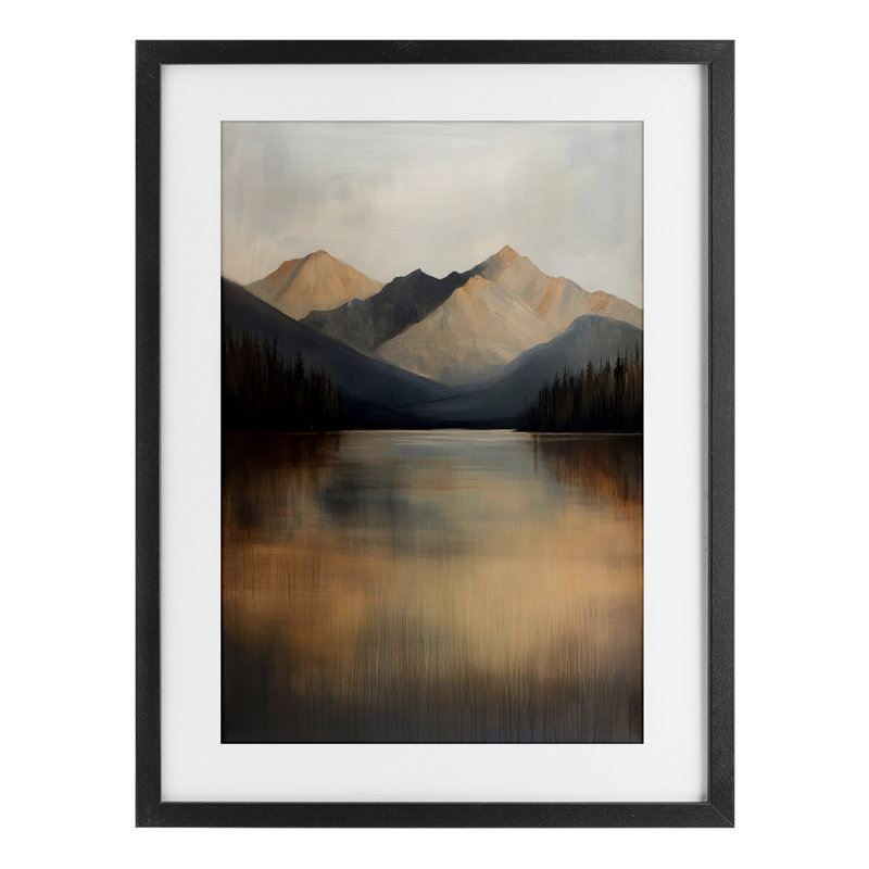«Terracotta Reflection Moody Landscape», reproduction encadrée sous verre, conception de Petal Prints Design