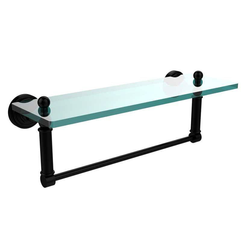 Beresford Bracket Shelf with Towel Bar, 16" W x 5" H, Matte Black